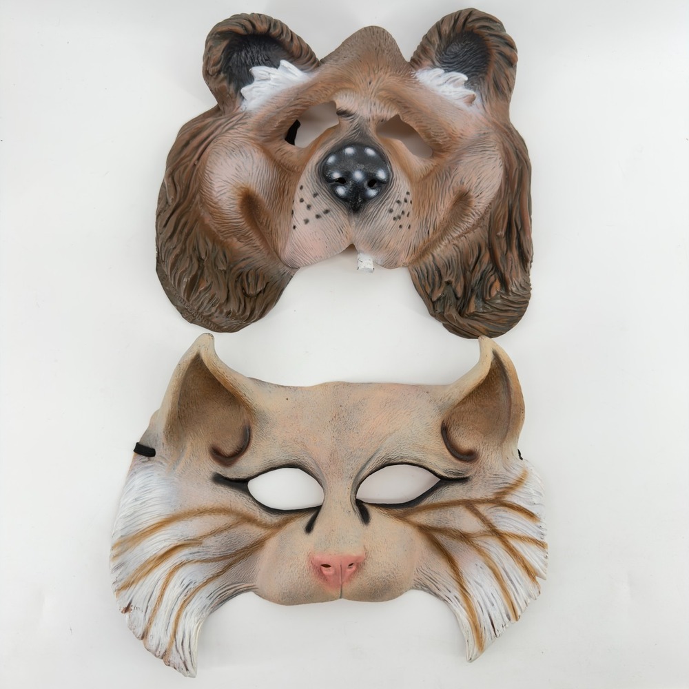 Vintage 80s Cat and Bear Imagineering Rubber Masks